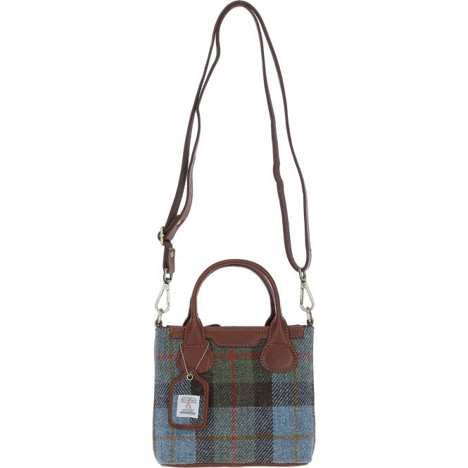 Ashwood Leather & Harris Tweed® Cloth Handbag with Removable Crossbody Strap Tan/Mcload: TW-21-02-TM