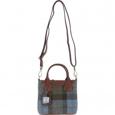 Ashwood Leather & Harris Tweed® Cloth Handbag with Removable Crossbody Strap Tan/Mcload: TW-21-02-TM