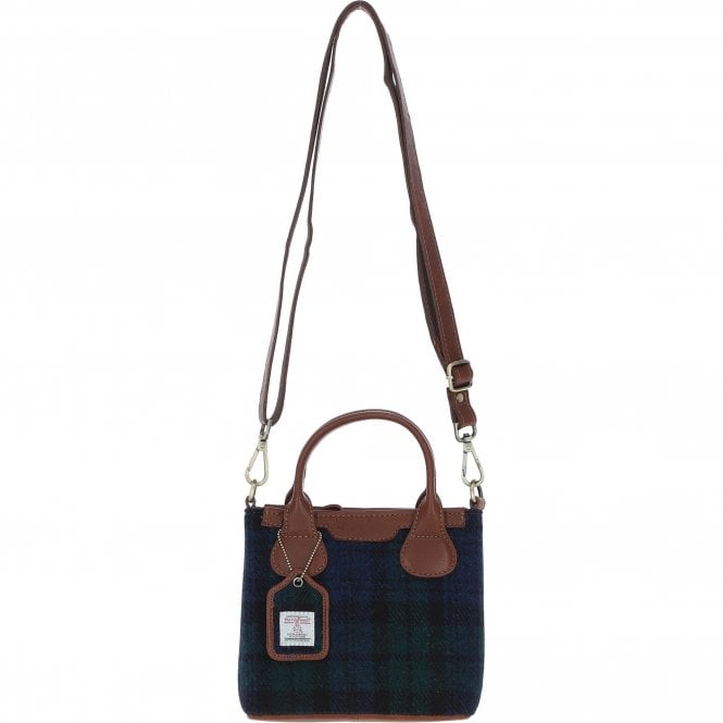 Ashwood Leather & Harris Tweed® Cloth Handbag with Removable Crossbody Strap Tan/Watch: TW-21-04-TW