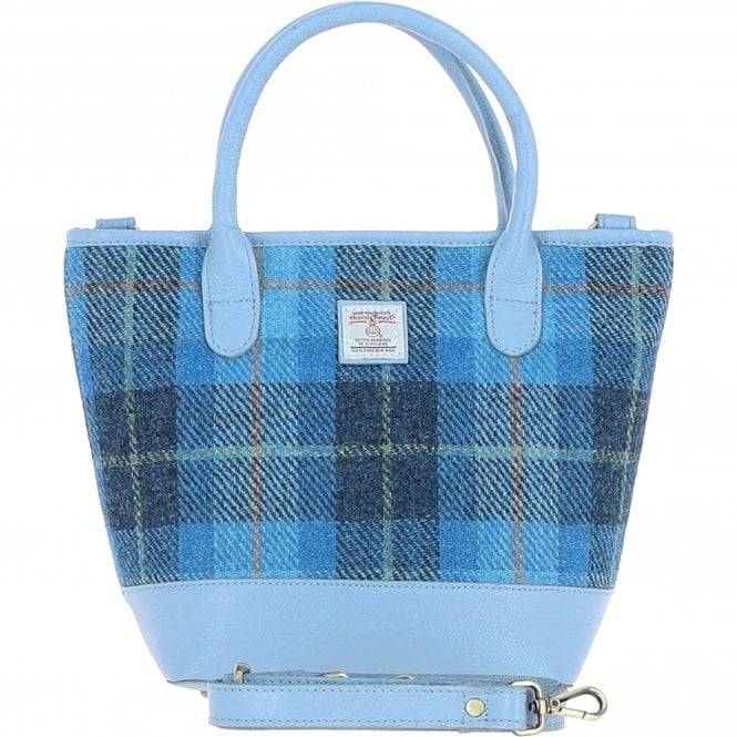 Ashwood Leather & Harris Tweed® Cloth Large Grab Bag Baby-blue/Blue: TW-64-19-BB
