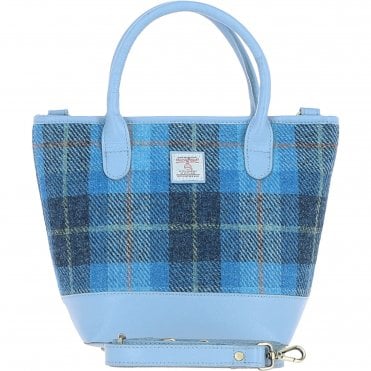 Ashwood Leather & Harris Tweed® Cloth Large Grab Bag Baby-blue/Blue: TW-64-19-BB