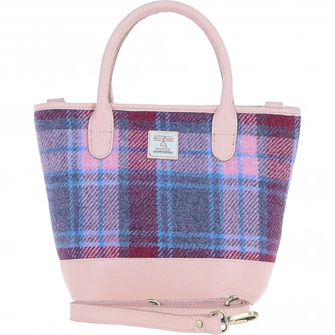 Ashwood Leather & Harris Tweed® Cloth Large Grab Bag Baby-pink/Pink: TW-64-15-BP