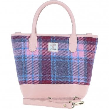 Ashwood Leather & Harris Tweed® Cloth Large Grab Bag Baby-pink/Pink: TW-64-15-BP