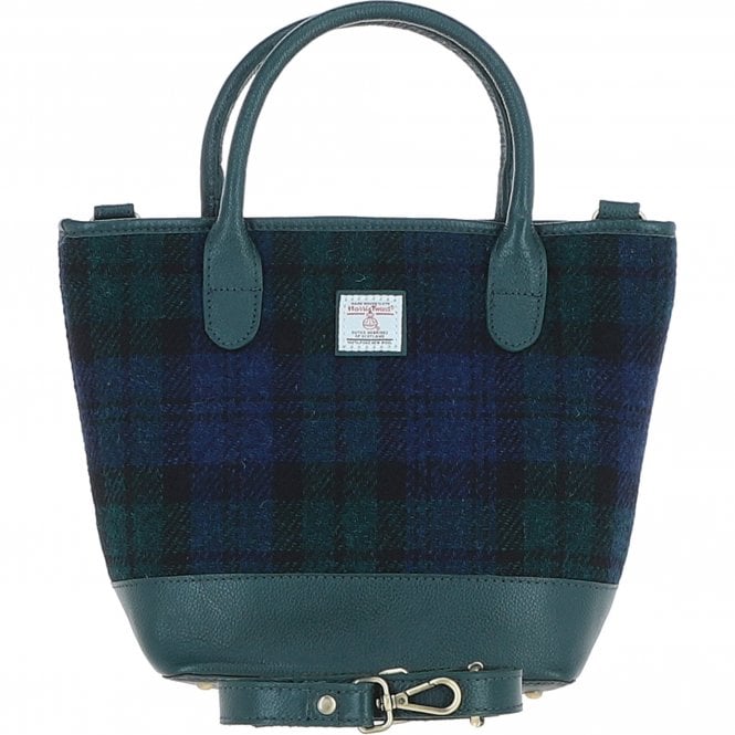 Ashwood Leather & Harris Tweed® Cloth Large Grab Bag Green/Watch: TW-64-18-GW