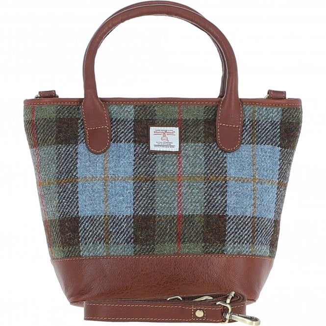 Ashwood Leather & Harris Tweed® Cloth Large Grab Bag Tan/Mcload: TW-64-02-TM