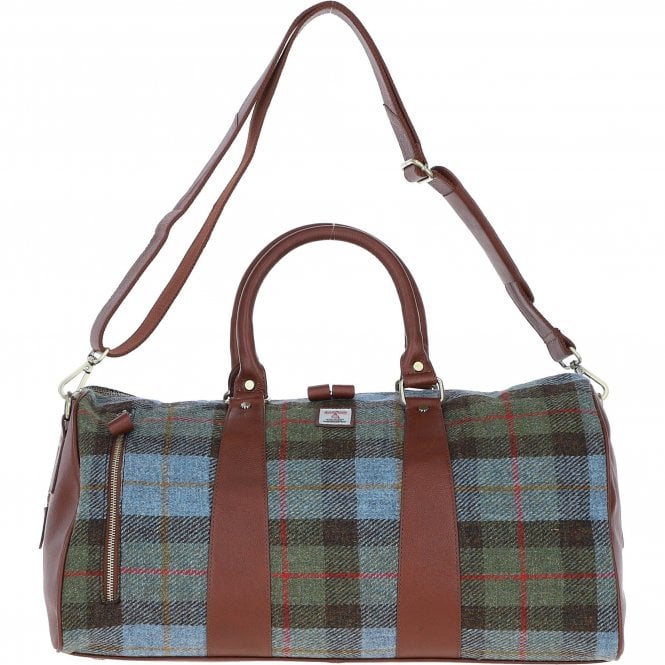 Ashwood Leather & Harris Tweed® Cloth Large Holdall Tan/Mcload: TW-47-02-TM