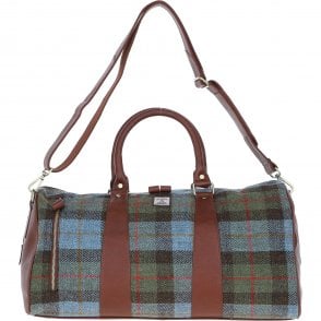 Ashwood Leather & Harris Tweed® Cloth Large Holdall Tan/Mcload: TW-47-02-TM