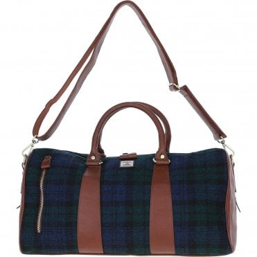 Ashwood Leather & Harris Tweed® Cloth Large Holdall Tan/Watch: TW-47-04-TW