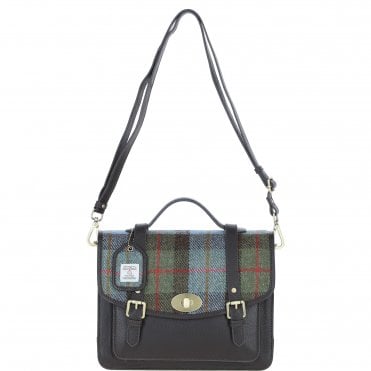 Ashwood Leather & Harris Tweed® Cloth Large Satchel Bag with Twist Lock Brown/Mcload: TW-35-01-BM