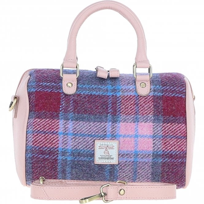 Ashwood Leather & Harris Tweed® Cloth Medium Barrel Bag Baby-pink/Pink: TW-62-15-BP