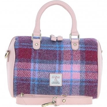 Ashwood Leather & Harris Tweed® Cloth Medium Barrel Bag Baby-pink/Pink: TW-62-15-BP