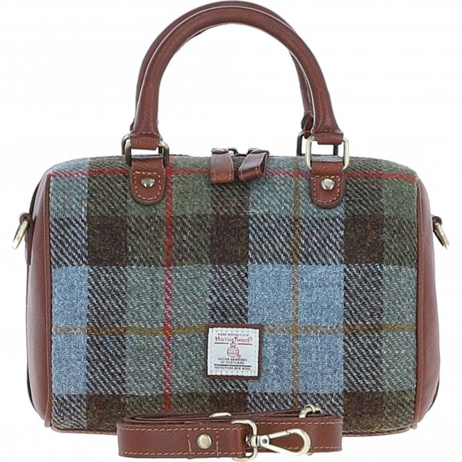 Ashwood Leather & Harris Tweed® Cloth Medium Barrel Bag Tan/Mcload: TW-62-02-TM