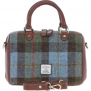 Ashwood Leather & Harris Tweed® Cloth Medium Barrel Bag Tan/Mcload: TW-62-02-TM