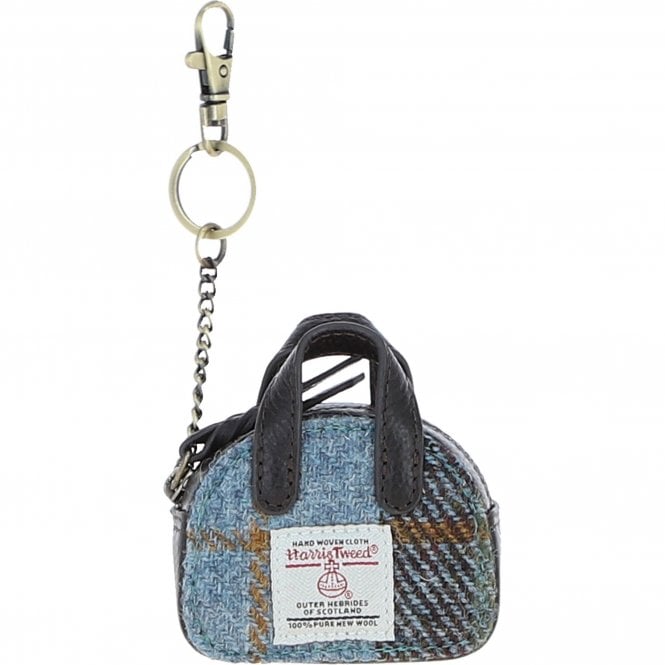 Ashwood Leather & Harris Tweed® Cloth Micro Handbag Keychain Brown/Mcload: TW-50-01-BM