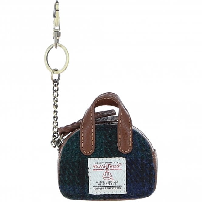 Ashwood Leather & Harris Tweed® Cloth Micro Handbag Keychain Tan/Watch: TW-50-04-TW