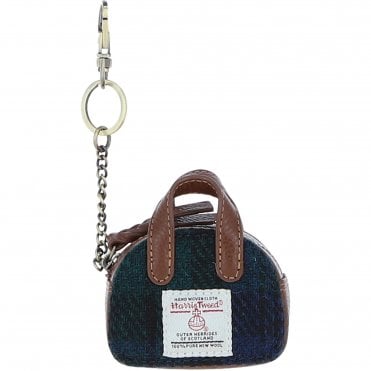 Ashwood Leather & Harris Tweed® Cloth Micro Handbag Keychain Tan/Watch: TW-50-04-TW