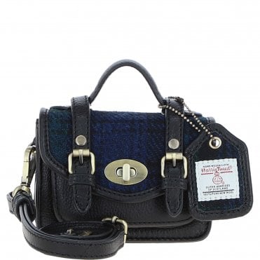 Ashwood Leather & Harris Tweed® Cloth Micro Satchel Bag with Twist Lock Black/Watch:TW-36-03-BW