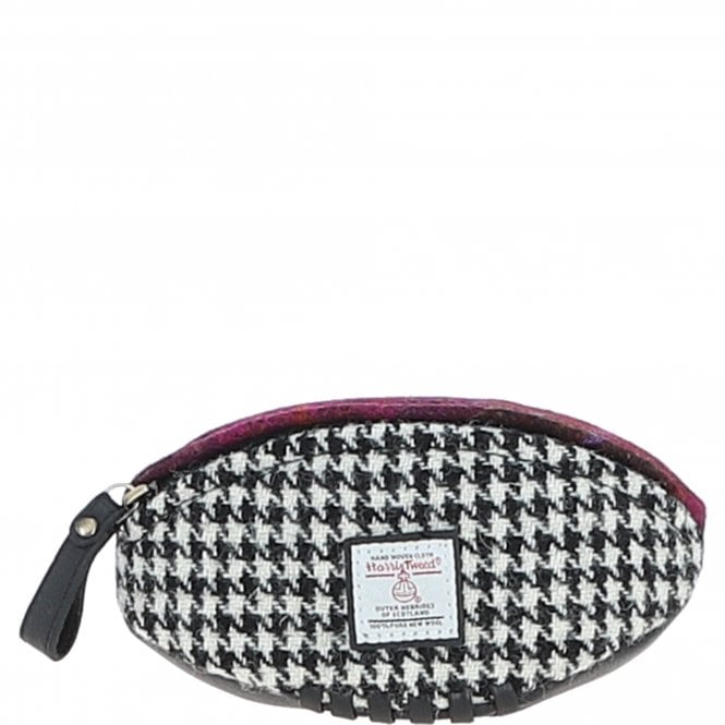 Ashwood Leather & Harris Tweed® Cloth Mini Rugby Washbag Black/Mix: TW-81-23-BM