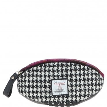 Ashwood Leather & Harris Tweed® Cloth Mini Rugby Washbag Black/Mix: TW-81-23-BM