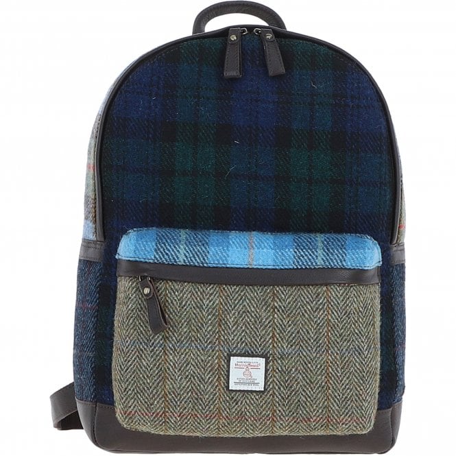 Ashwood Leather & Harris Tweed® Cloth Multi Colour Backpack Brown/Mix: TW-83-22-BM