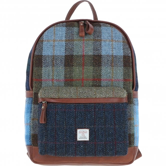 Ashwood Leather & Harris Tweed® Cloth Multi Colour Backpack Tan/Mix: TW-83-21-TM