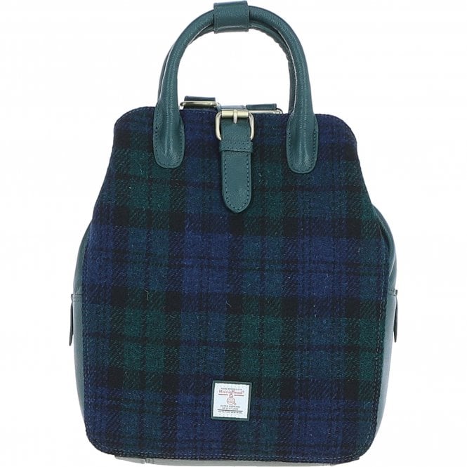 Ashwood Leather & Harris Tweed® Cloth Multi-Pocket Backpack Green/Watch: TW-66-18-GW