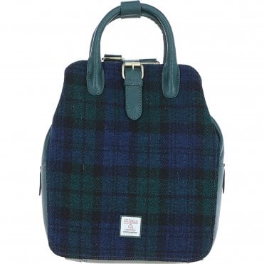 Ashwood Leather & Harris Tweed® Cloth Multi-Pocket Backpack Green/Watch: TW-66-18-GW