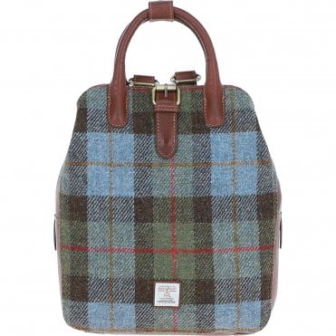 Ashwood Leather & Harris Tweed® Cloth Multi-Pocket Backpack Tan/Mcload: TW-66-02-TM