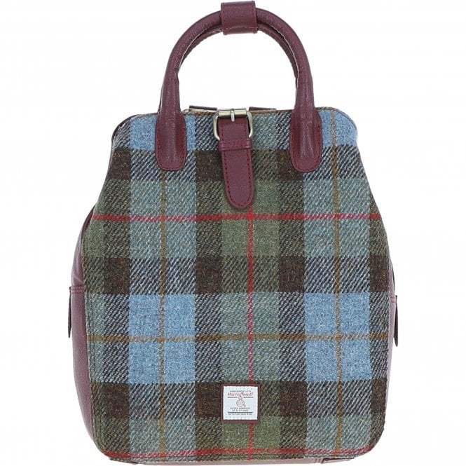 Ashwood Leather & Harris Tweed® Cloth Multi-Pocket Backpack Wine/Mcload: TW-66-17-WM