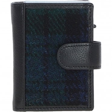 Ashwood Leather & Harris Tweed® Cloth RFID Secure Wallet Black/Watch: TW-16-03-BW