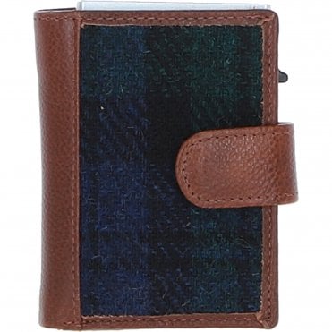 Ashwood Leather & Harris Tweed® Cloth RFID Secure Wallet Tan/Watch: TW-16-04-TW