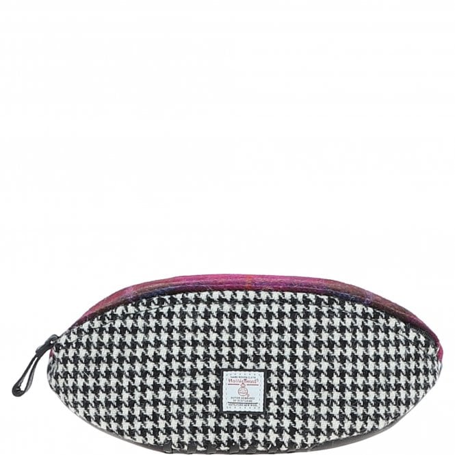 Ashwood Leather & Harris Tweed® Cloth Rugby Washbag Black/Mix: TW-82-23-BM