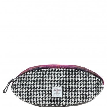 Ashwood Leather & Harris Tweed® Cloth Rugby Washbag Black/Mix: TW-82-23-BM