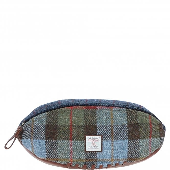 Ashwood Leather & Harris Tweed® Cloth Rugby Washbag Tan/Mix: TW-82-21-TM