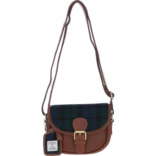 Ashwood Leather & Harris Tweed® Cloth Saddle Bag Tan/Watch: TW-26-04-TW
