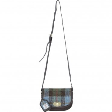 Ashwood Leather & Harris Tweed® Cloth Saddle Crossbody Bag with Twist Lock Brown/Mcload: TW-30-01-BM