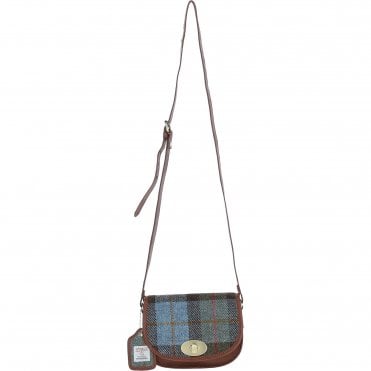 Ashwood Leather & Harris Tweed® Cloth Saddle Crossbody Bag with Twist Lock Tan/Mcload: TW-30-02-TM