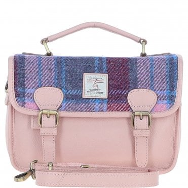 Ashwood Leather & Harris Tweed® Cloth Satchel Bag Baby-pink/Pink: TW-68-15-BP