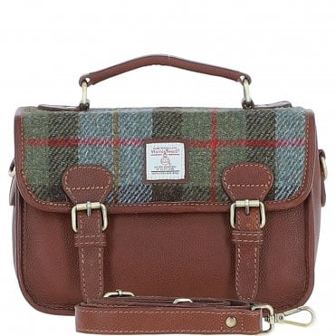 Ashwood Leather & Harris Tweed® Cloth Satchel Bag Tan/Mcload: TW-68-02-TM