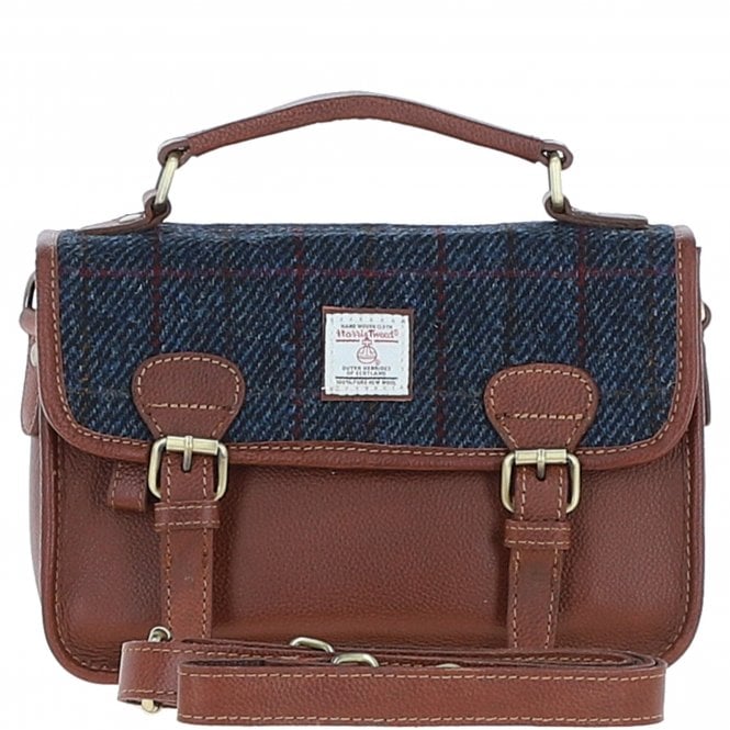Ashwood Leather & Harris Tweed® Cloth Satchel Bag Tan/Mcload: TW-68-11-TN