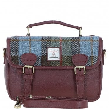 Ashwood Leather & Harris Tweed® Cloth Satchel Bag Wine/Mcload: TW-68-17-WM