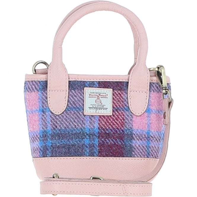 Ashwood Leather & Harris Tweed® Cloth Small Grab Bag Baby-Pink/Pink: TW-63-15-BP