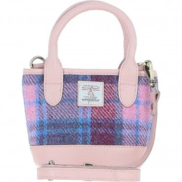 Ashwood Leather & Harris Tweed® Cloth Small Grab Bag Baby-Pink/Pink: TW-63-15-BP