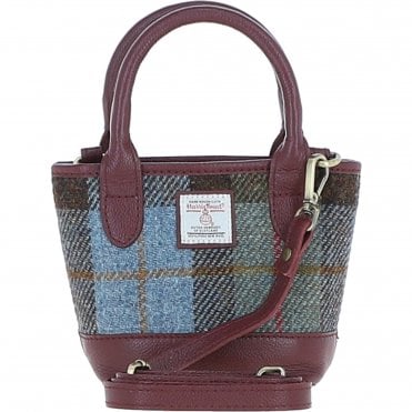 Ashwood Leather & Harris Tweed® Cloth Small Grab Bag Wine/Mcload: TW-63-17-WM