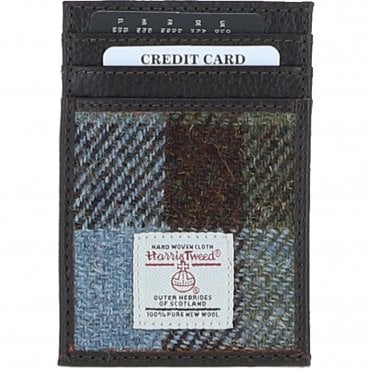 Ashwood Leather & Harris Tweed® Cloth Stylish Flat Card Holder Brown/Mcload: TW-52-01-BM