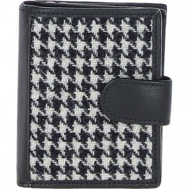 Ashwood Leather & Harris Tweed® Cloth Three compartment wallet Black/White: TW-12-012-BW