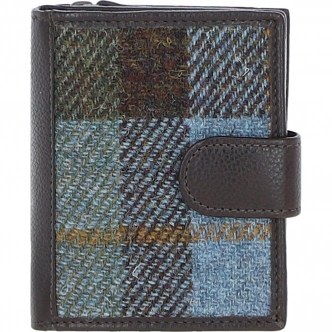 Ashwood Leather & Harris Tweed® Cloth Three compartment wallet Brown/Mcload: TW-12-01-BM