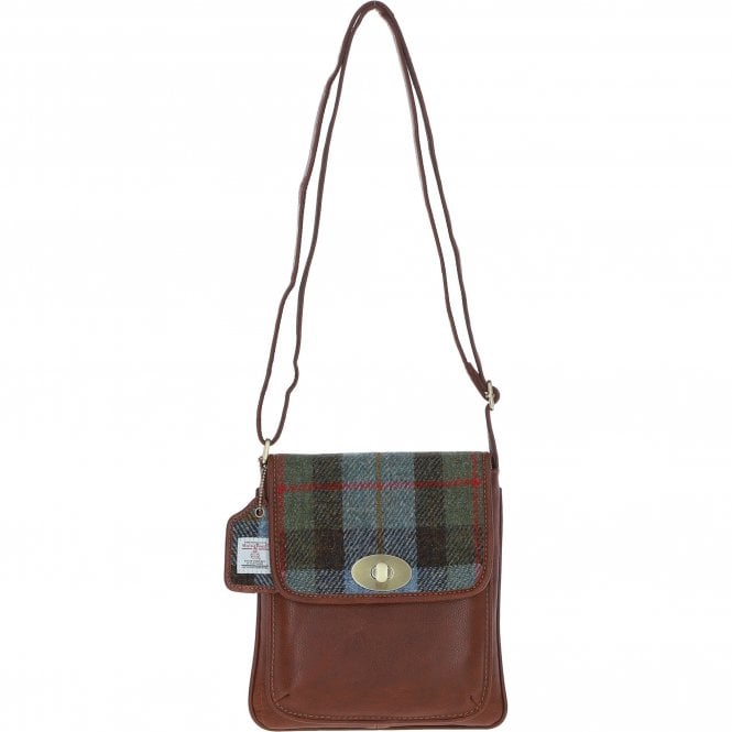Ashwood Leather & Harris Tweed® Cloth Twist Lock Crossbody Bag Tan/Mcload: TW-31-02-TM