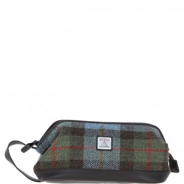 Ashwood Leather & Harris Tweed® Cloth Unisex Washbag Brown/Mcload: TW-40-01-BM