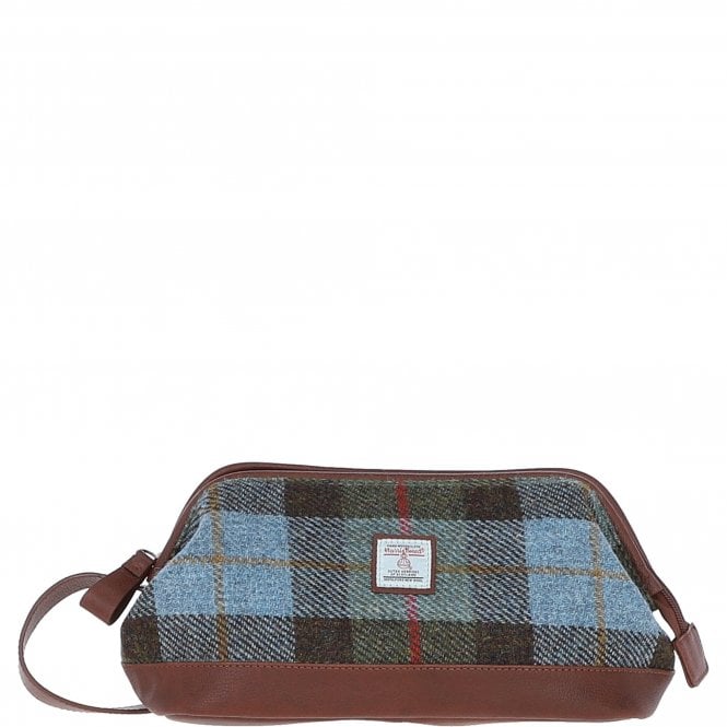 Ashwood Leather & Harris Tweed® Cloth Unisex Washbag Tan/Mcload: TW-40-02-TM